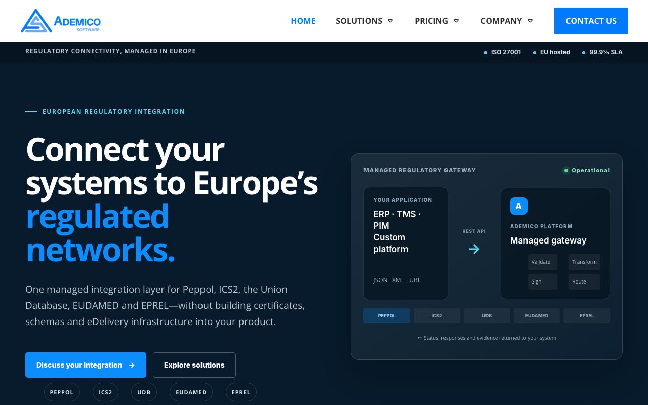 Aperçu du site de Ademico Software