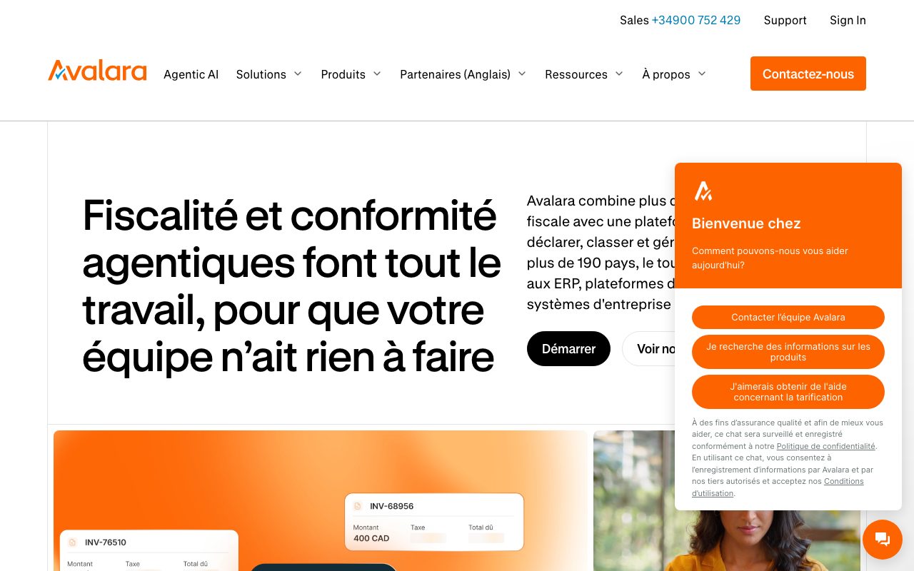 Aperçu du site de Avalara