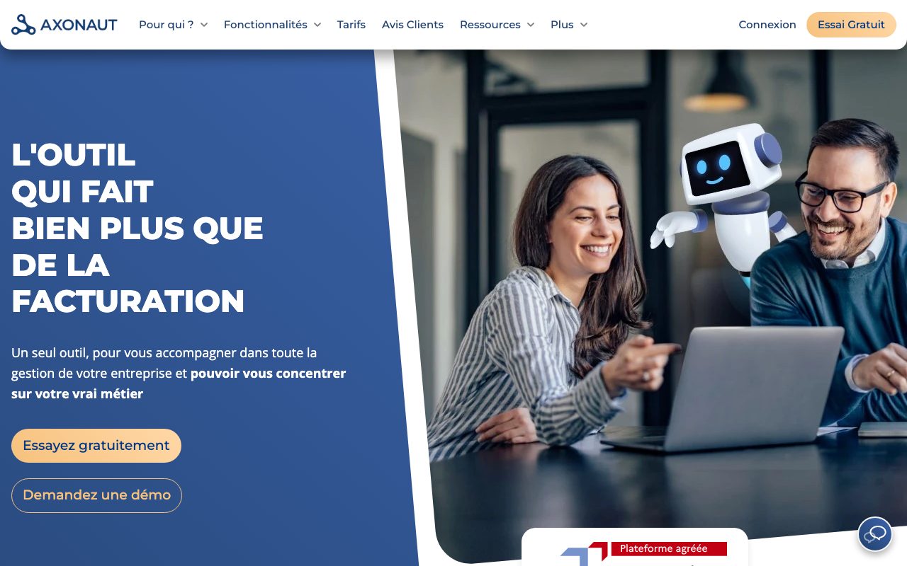 Aperçu du site de Axonaut