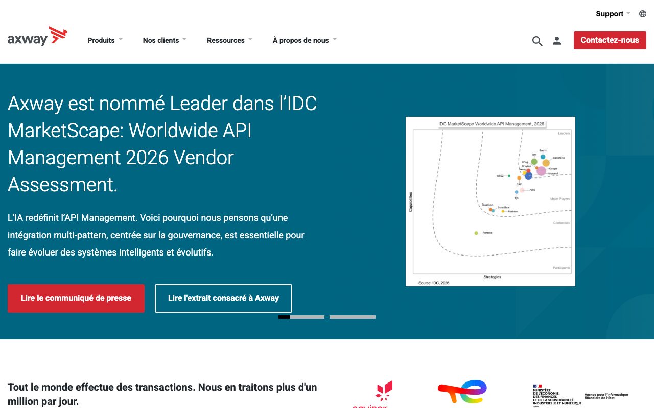 Aperçu du site de Axway Software