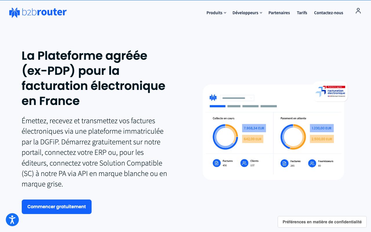 Aperçu du site de B2BRouter