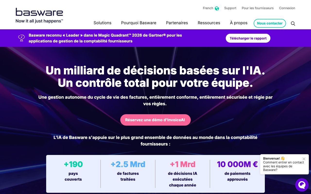 Aperçu du site de Basware