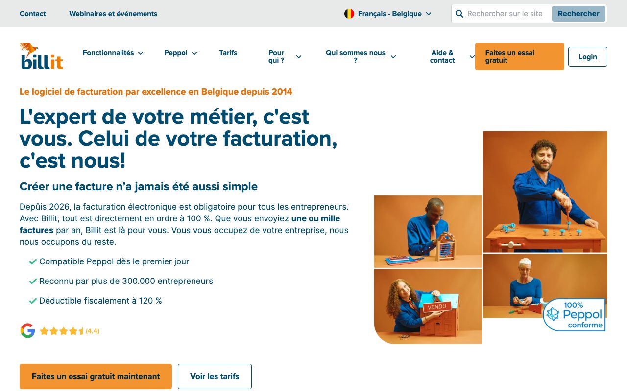 Aperçu du site de Billit