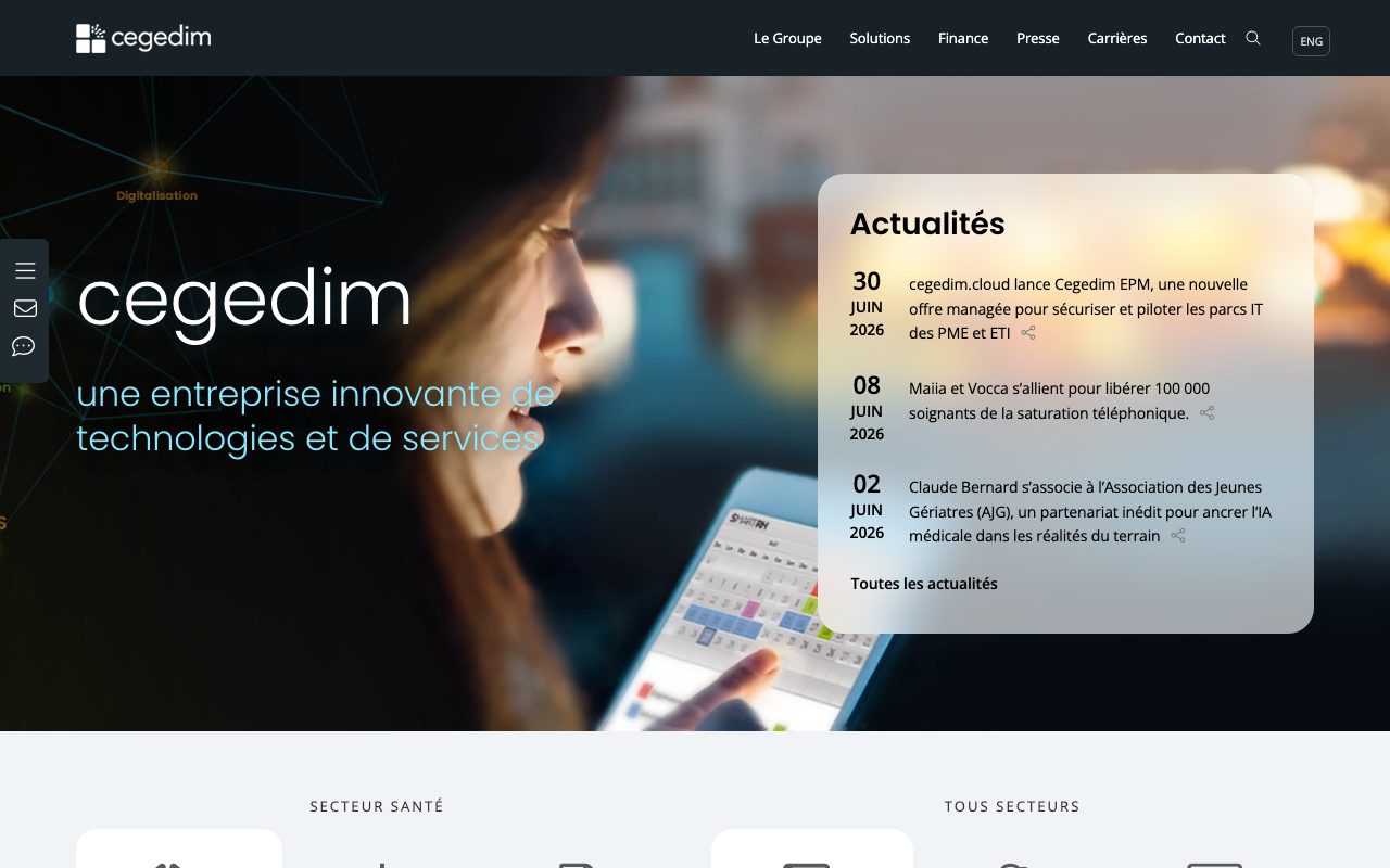 Aperçu du site de Cegedim