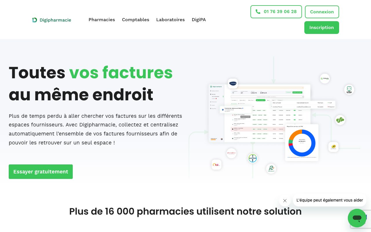 Aperçu du site de Digipharmacie