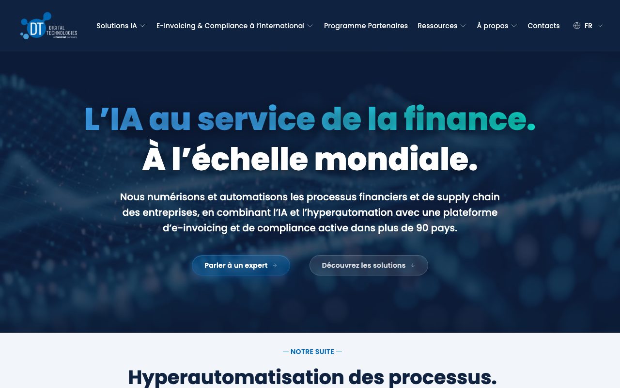 Aperçu du site de Digital Technologies