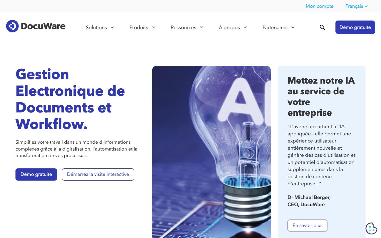 Aperçu du site de DocuWare