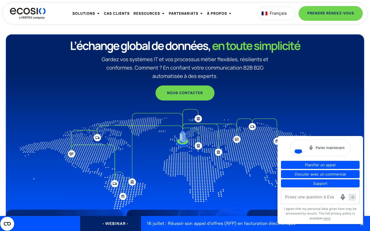 Aperçu du site de ecosio InterCom, a Vertex Company
