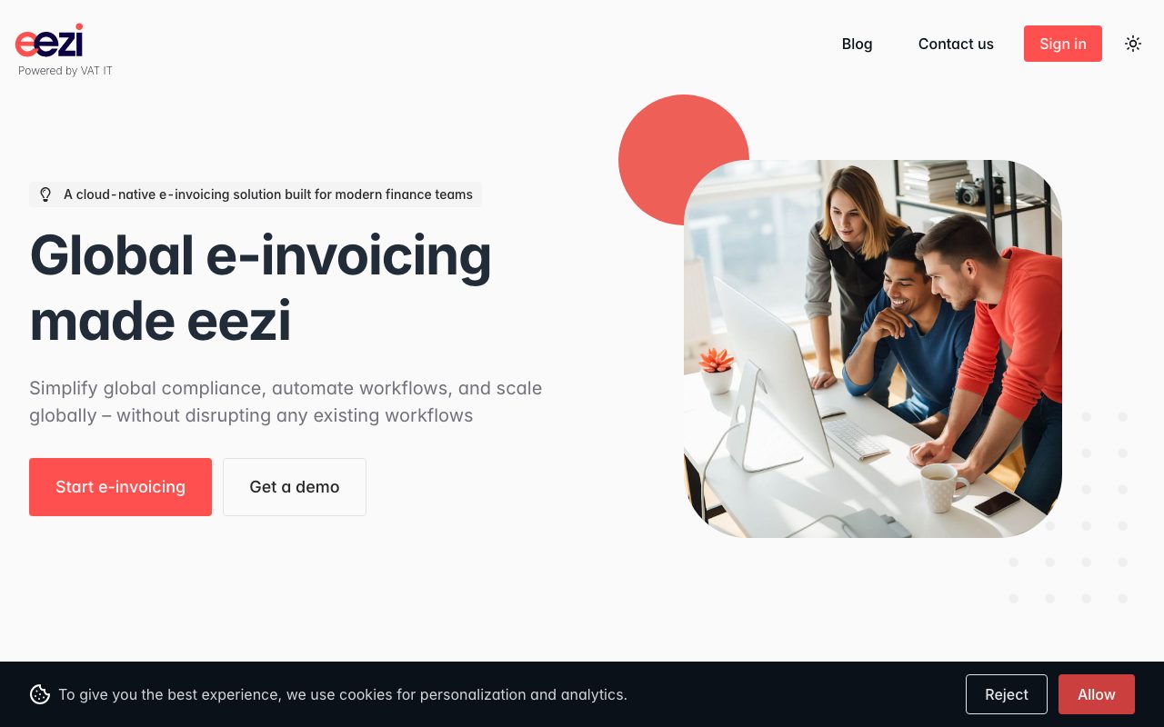 Aperçu du site de EEZI powered by VAT IT