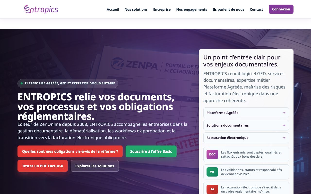 Aperçu du site de Entropics