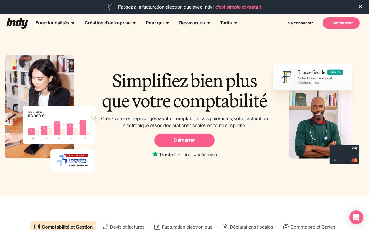 Aperçu du site de Indy