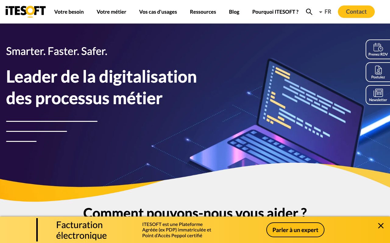 Aperçu du site de Itesoft