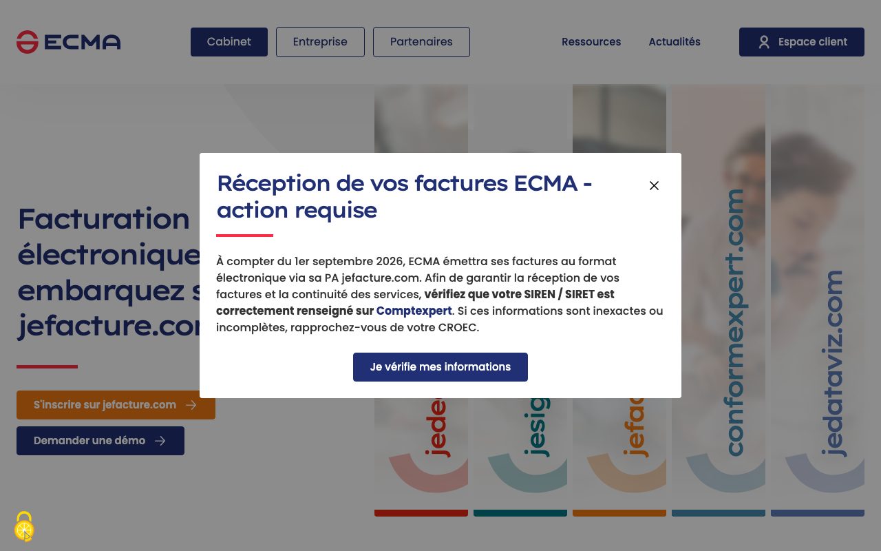 Aperçu du site de jefacture.com