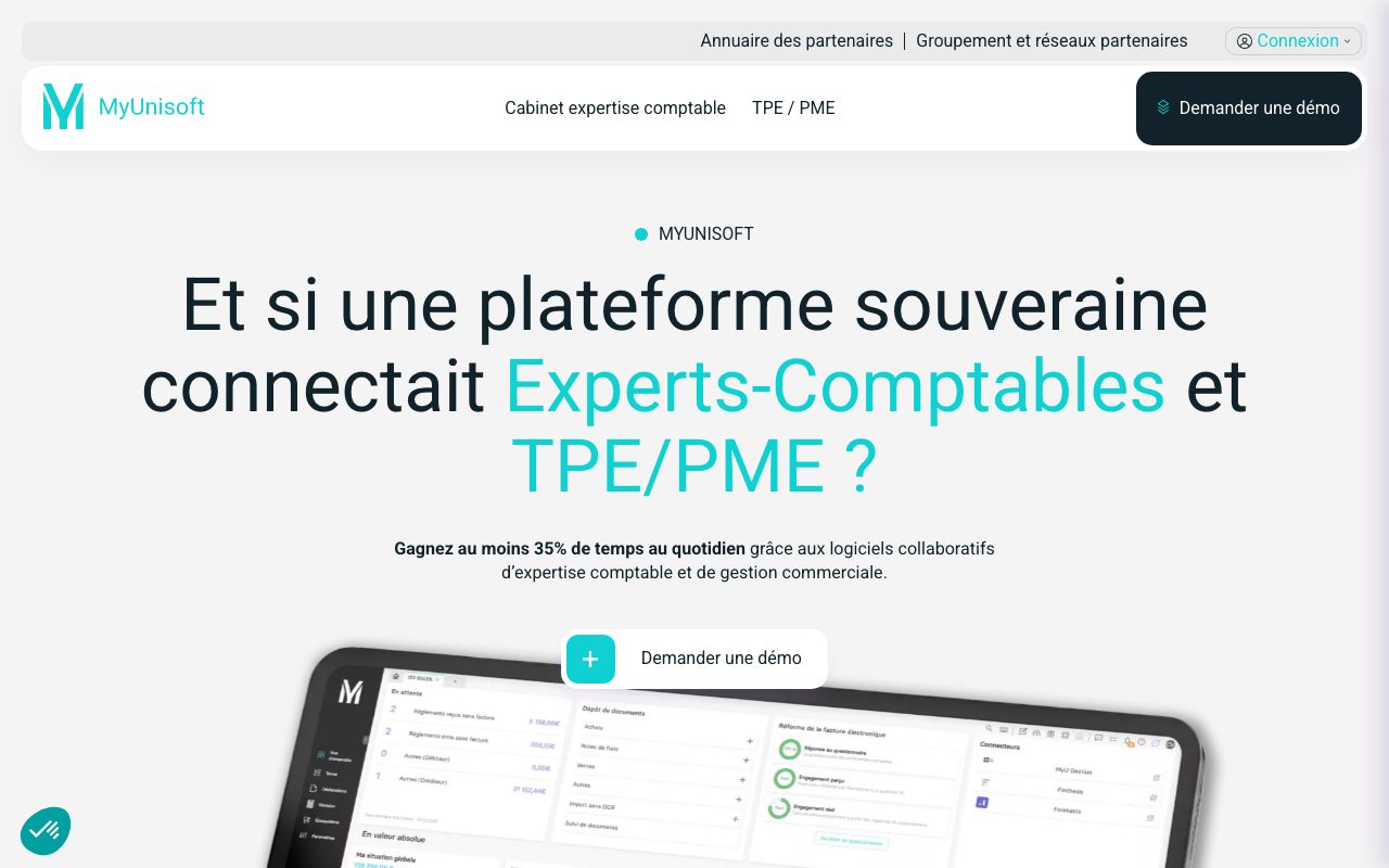 Aperçu du site de MyUnisoft