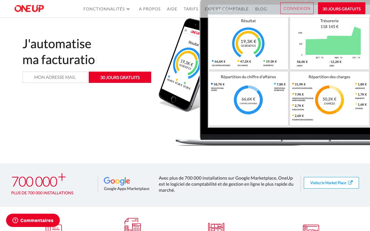 Aperçu du site de ONE UP