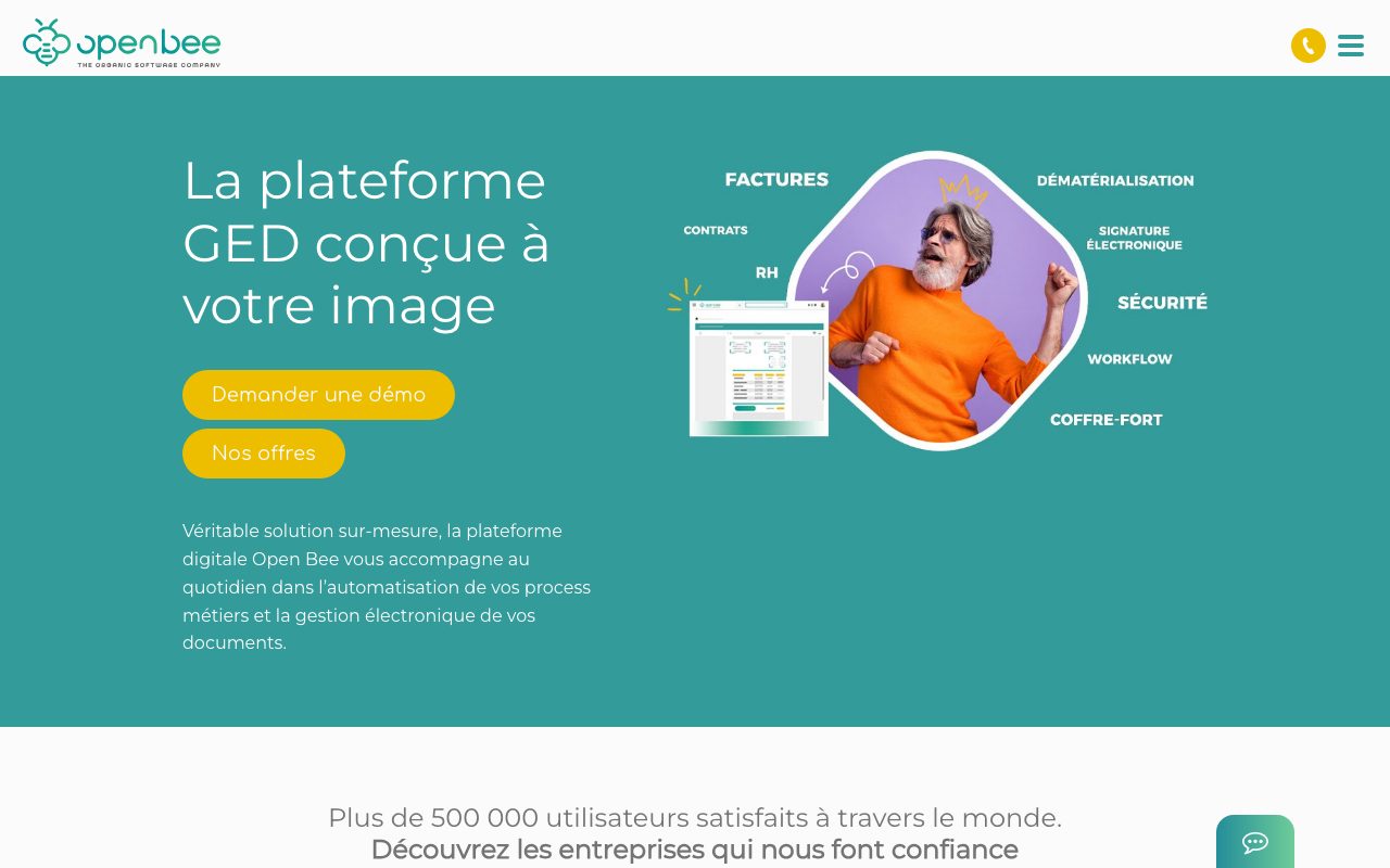 Aperçu du site de Open BEE