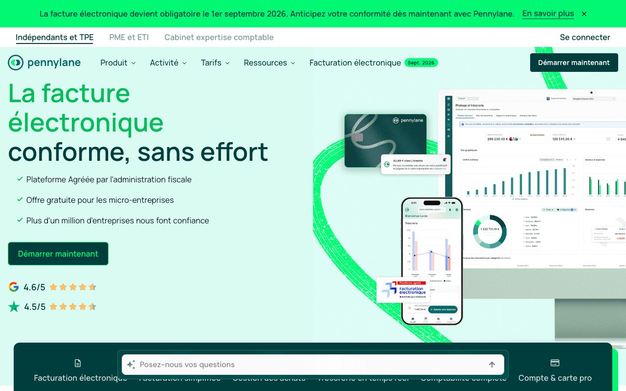 Aperçu du site de Pennylane