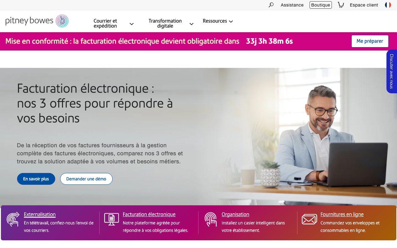 Aperçu du site de Pitney Bowes