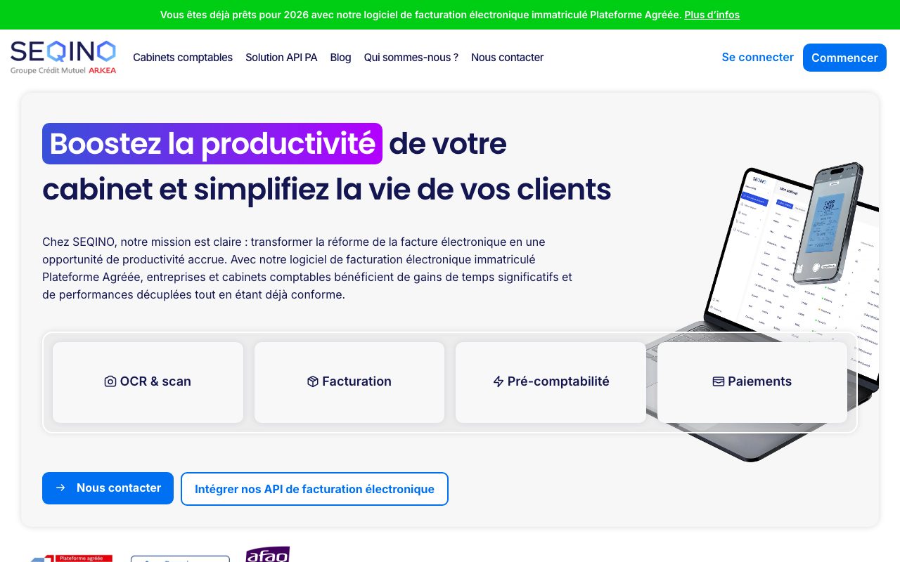 Aperçu du site de SEQINO