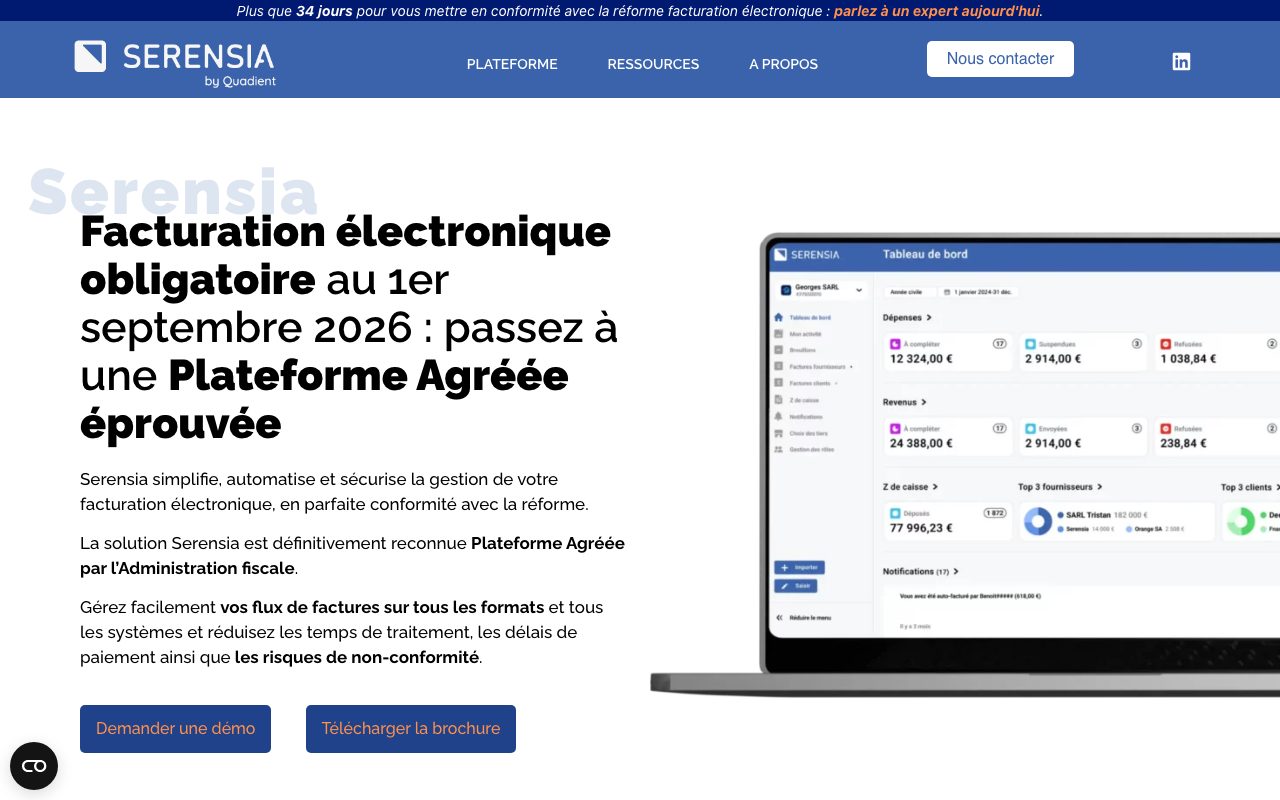 Aperçu du site de Serensia
