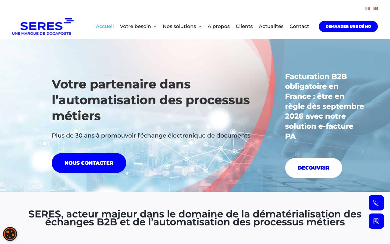 Aperçu du site de e-Facture PA by SERES (Docaposte)