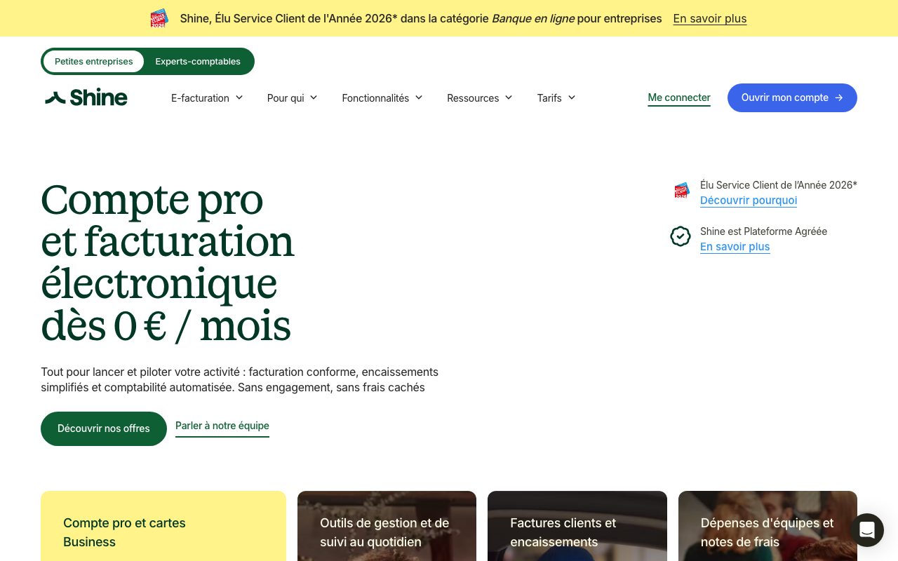 Aperçu du site de Shine
