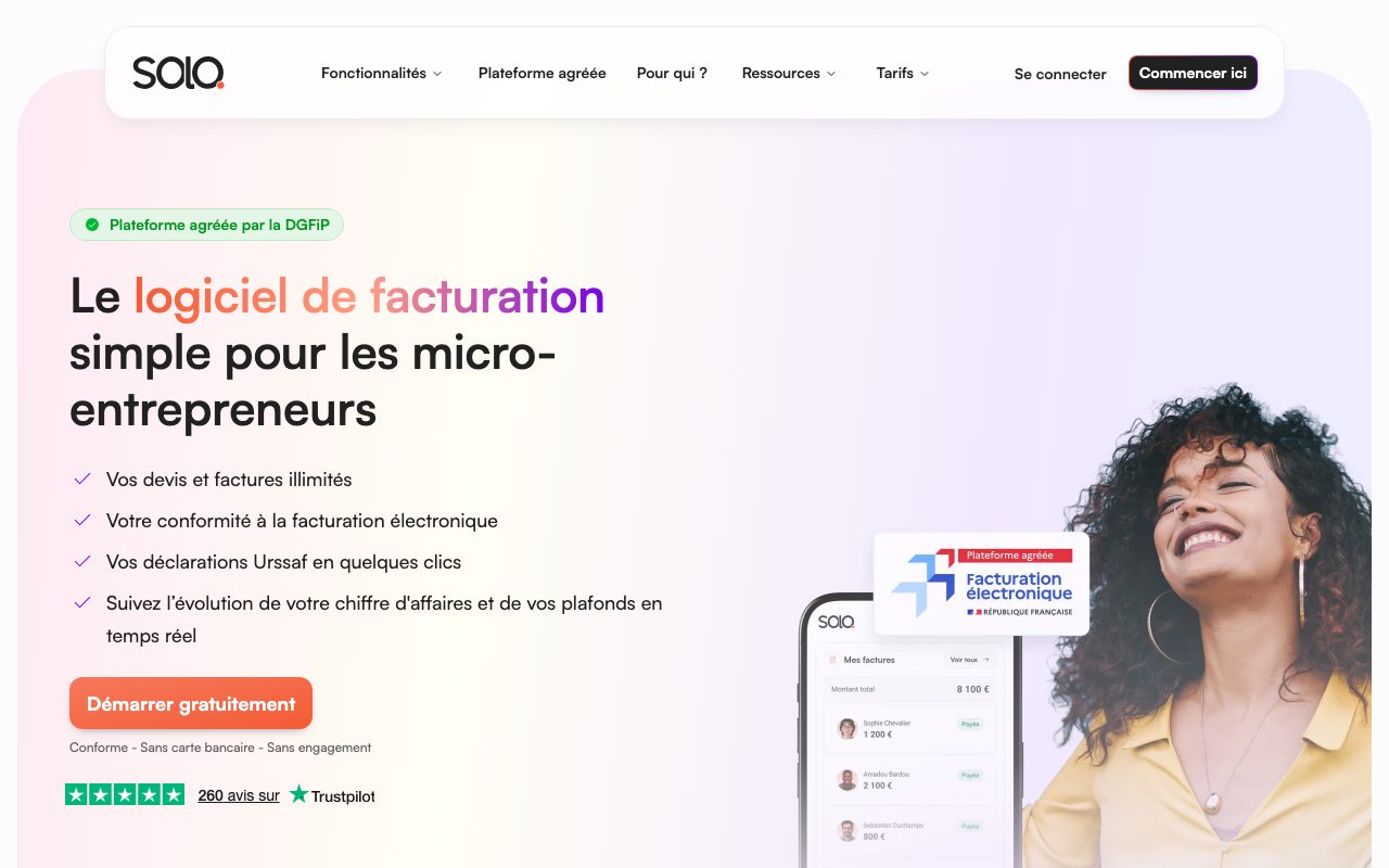 Aperçu du site de Solo