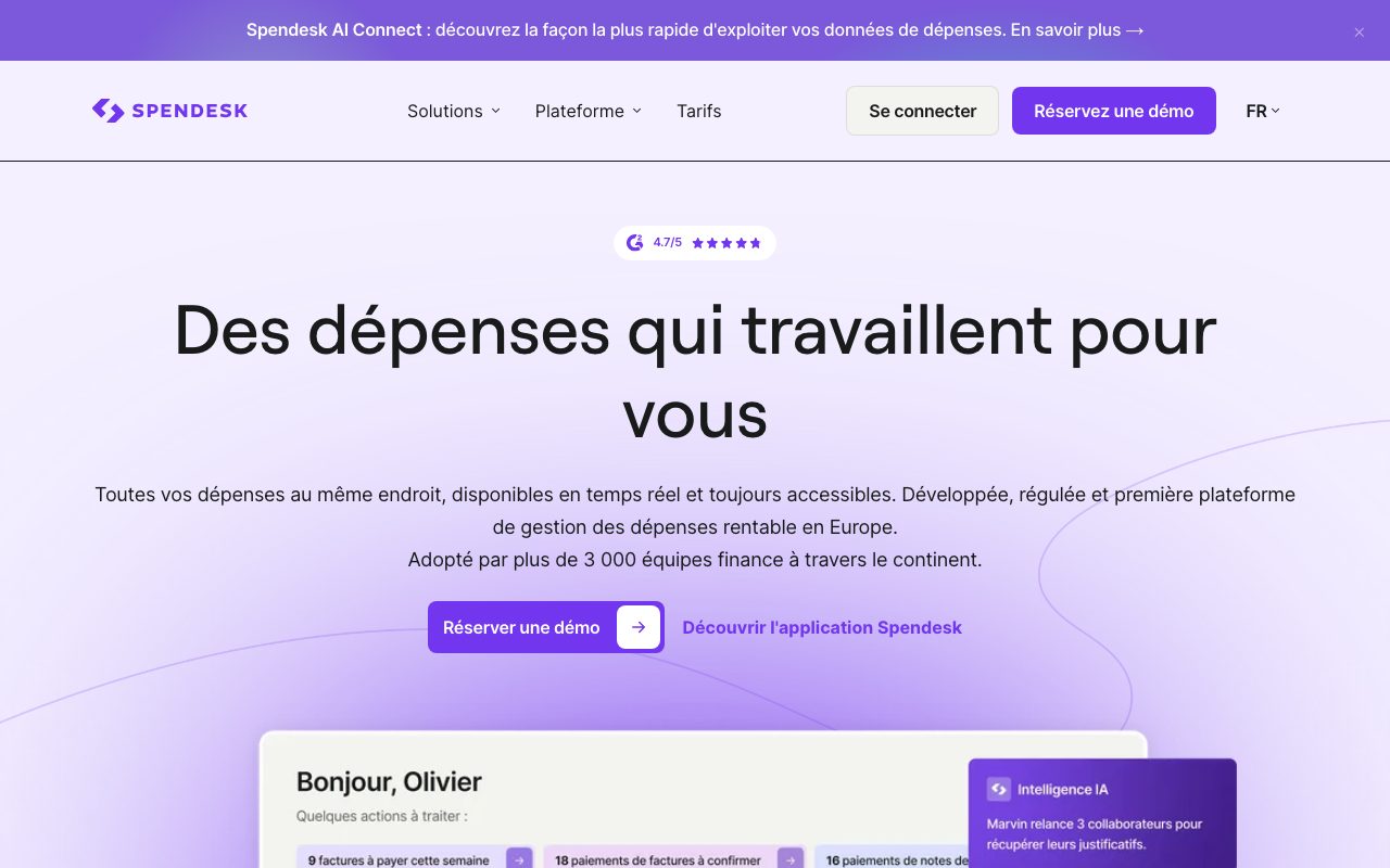 Aperçu du site de Spendesk