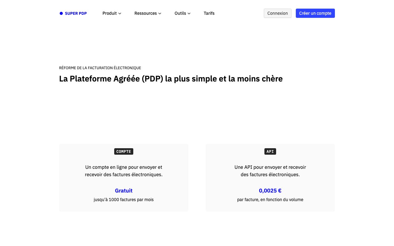 Aperçu du site de SUPER PDP