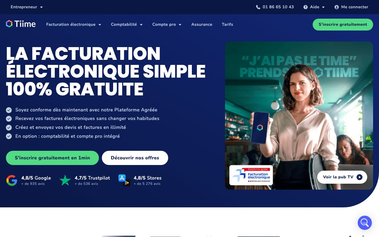 Aperçu du site de Tiime