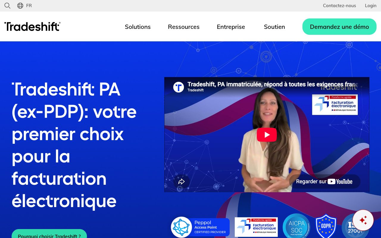 Aperçu du site de Tradeshift Babelway